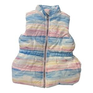 Calvin Klein Vest Kids Size 2T Rainbow Puffer Vest Sleeveless Zip Spring